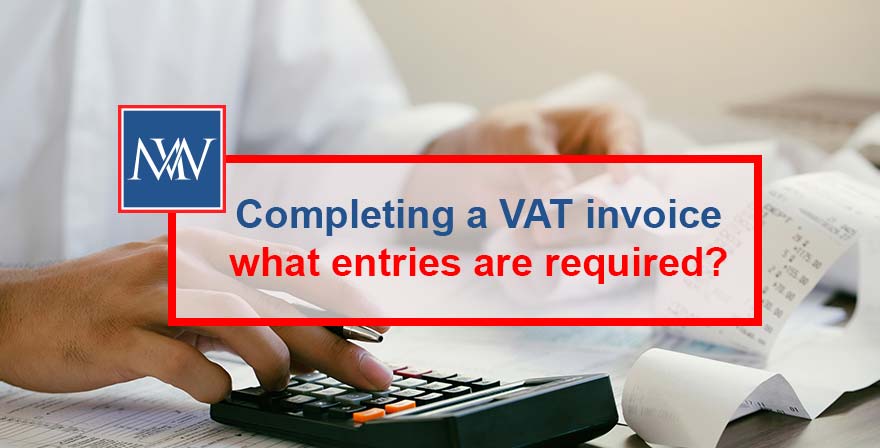 Completing a VAT invoice - what entries are required?