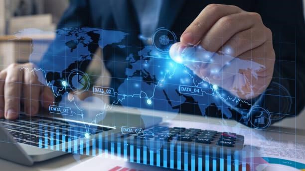 Business and finance concept.Close up of person hand working on laptop computer analyzing growth with vitual finance business graph information icon.Accounting and stock market research. Business and finance concept.Close up of person hand working on laptop computer analyzing growth with vitual finance business graph information icon.Accounting and stock market research. Essential Accounting Tips stock pictures, royalty-free photos & images